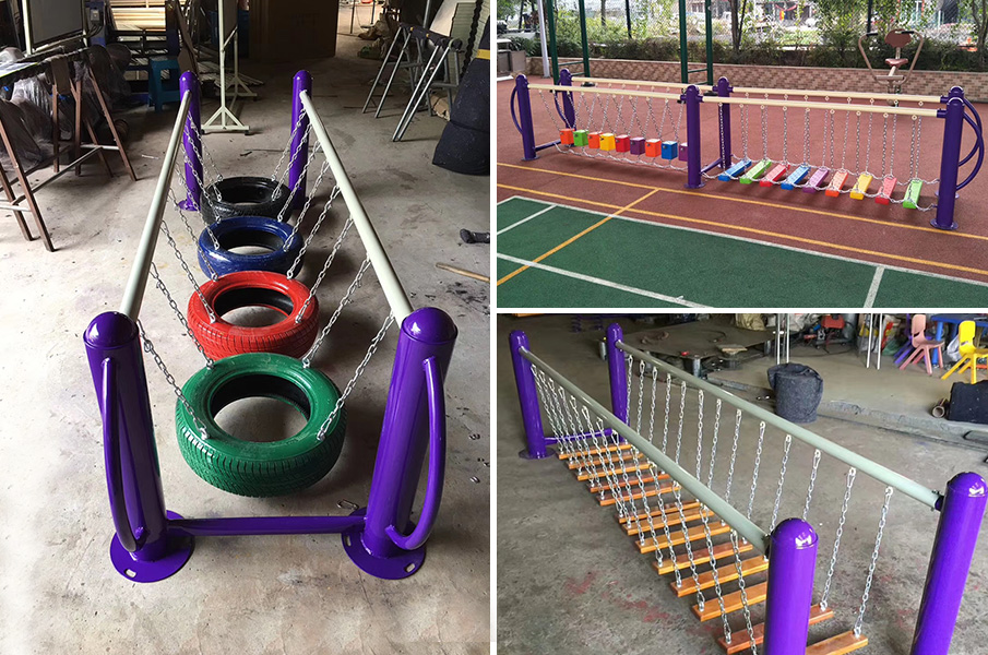 幼兒園輪胎、木板蕩橋平衡感統(tǒng)玩具